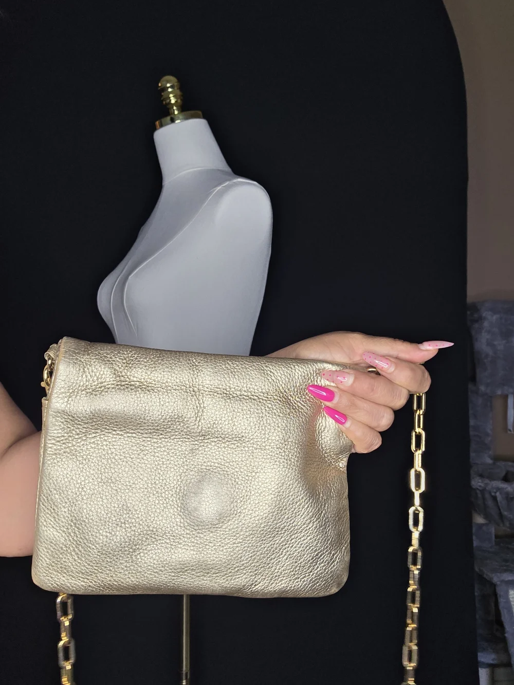Tory Burch Metallic Gold Crossbody Bag - Elegant Leather Shoulder Bag